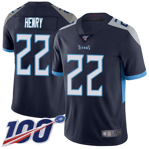 Tennessee Titans Limited Navy Blue Men Derrick Henry Home Jersey NFL Football #22 100th Season Vapor Untouchable->youth nfl jersey->Youth Jersey